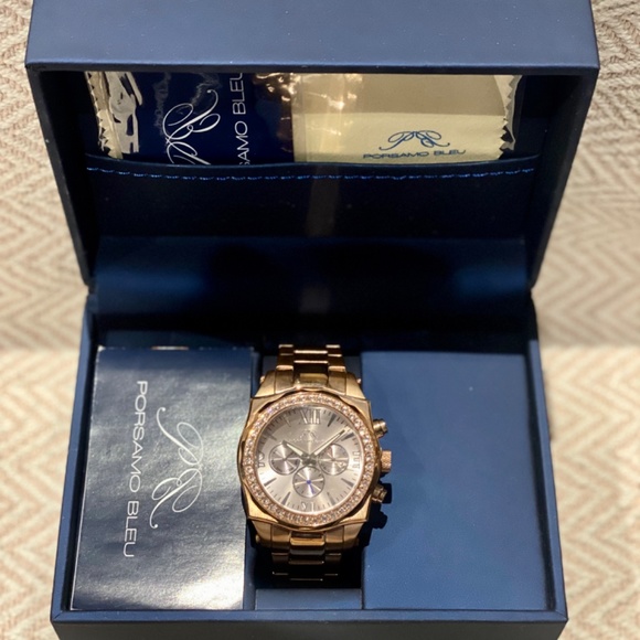 Porsamo Bleu Milan Crystal Luxury Stainless Steel Watch, Swarovski® Rose main image 6